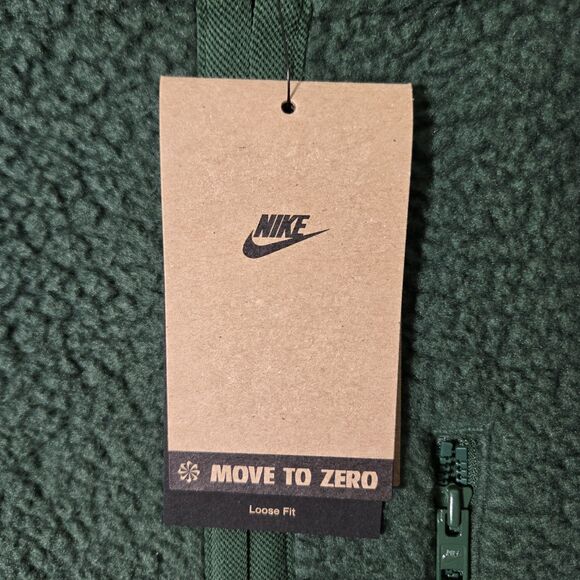 Nike Sportswear Club Mens Large Fleece Sherpa Green Zip Up Jacket FZ0888 323 L - Picture 3 of 7